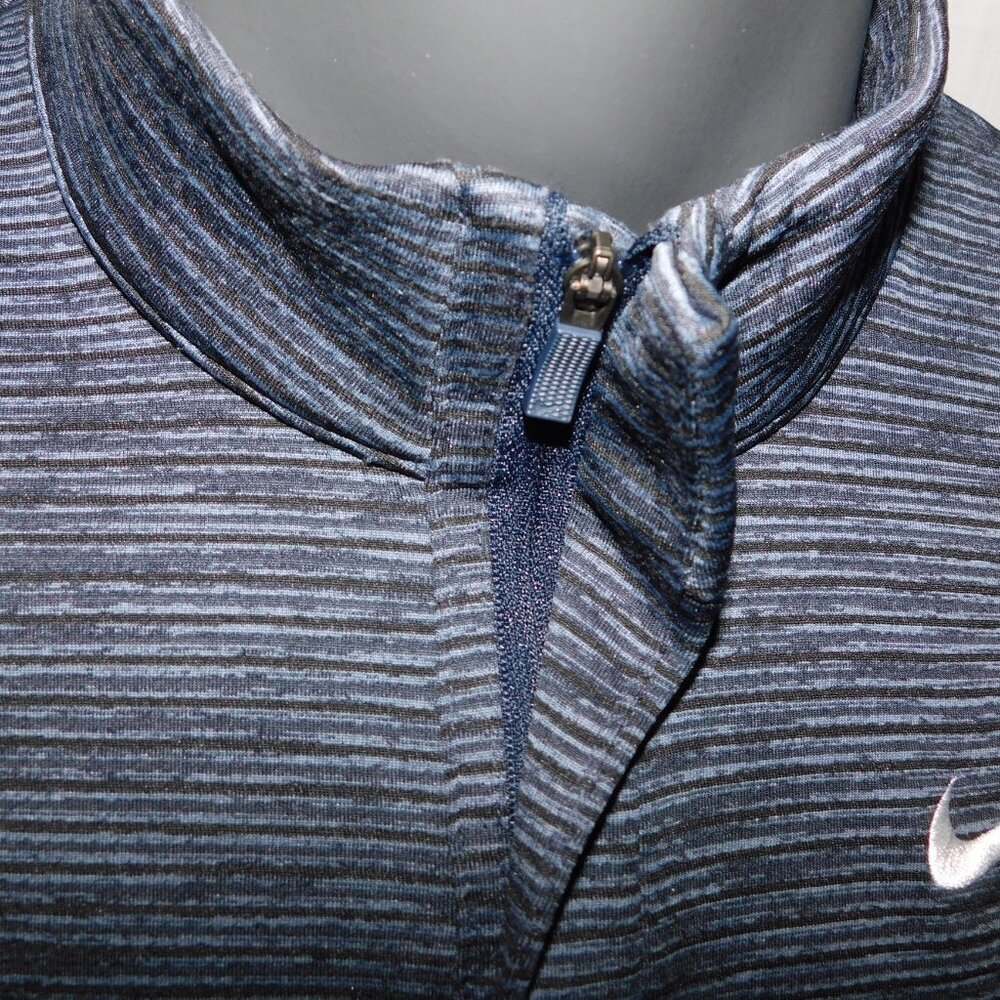 Nike Dri-Fit Victory Blue Black Striped 1/4 Zip Long Sleeve Golf Pullover Mens M - Picture 3 of 11